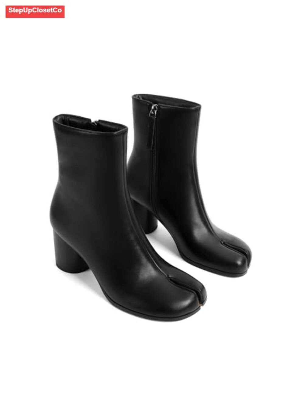 Women's Split Toe Tabi Ankle Boots Block Heel Zip Booties
